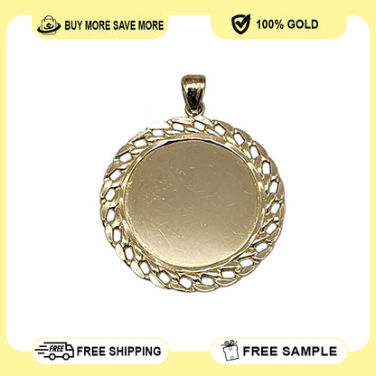 10K Yellow Gold Picture Charm Pendant Necklace Size 1