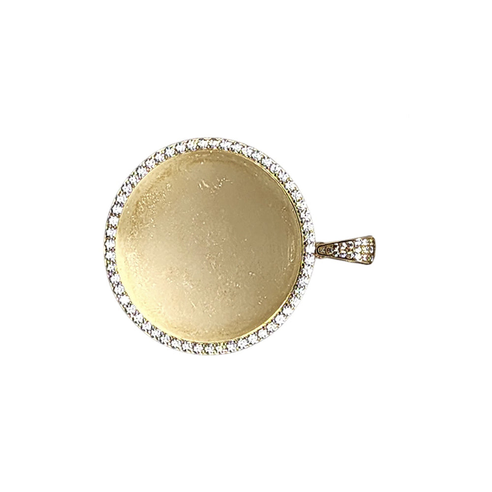 10K Yellow Gold Picture Stone Pendant Frame Memory Picture Necklace 1.5''
