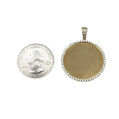 10K Yellow Gold Picture Stone Pendant Frame Memory Picture Necklace 1.5''