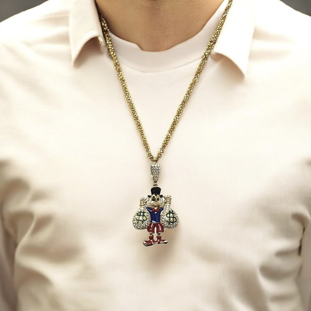14K Yellow Gold Mcduck Bags Pendant Necklace