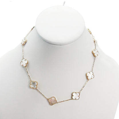 10K Yellow Gold Chain White Flower 16''