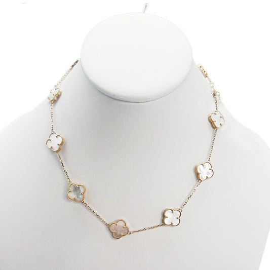 10K Yellow Gold Chain White Flower 16''