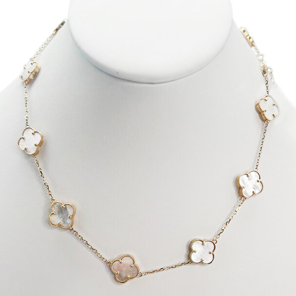 10K Yellow Gold Chain White Flower 16''