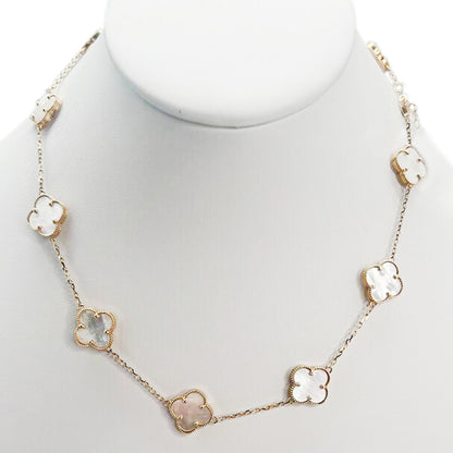 10K Yellow Gold Chain White Flower 16''