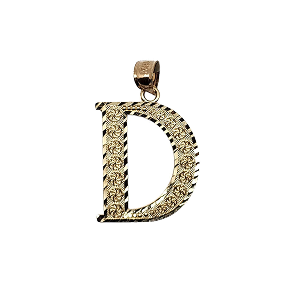 10K Yellow Gold D Letter Pendant Size 1