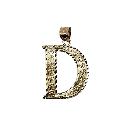10K Yellow Gold D Letter Pendant Size 1