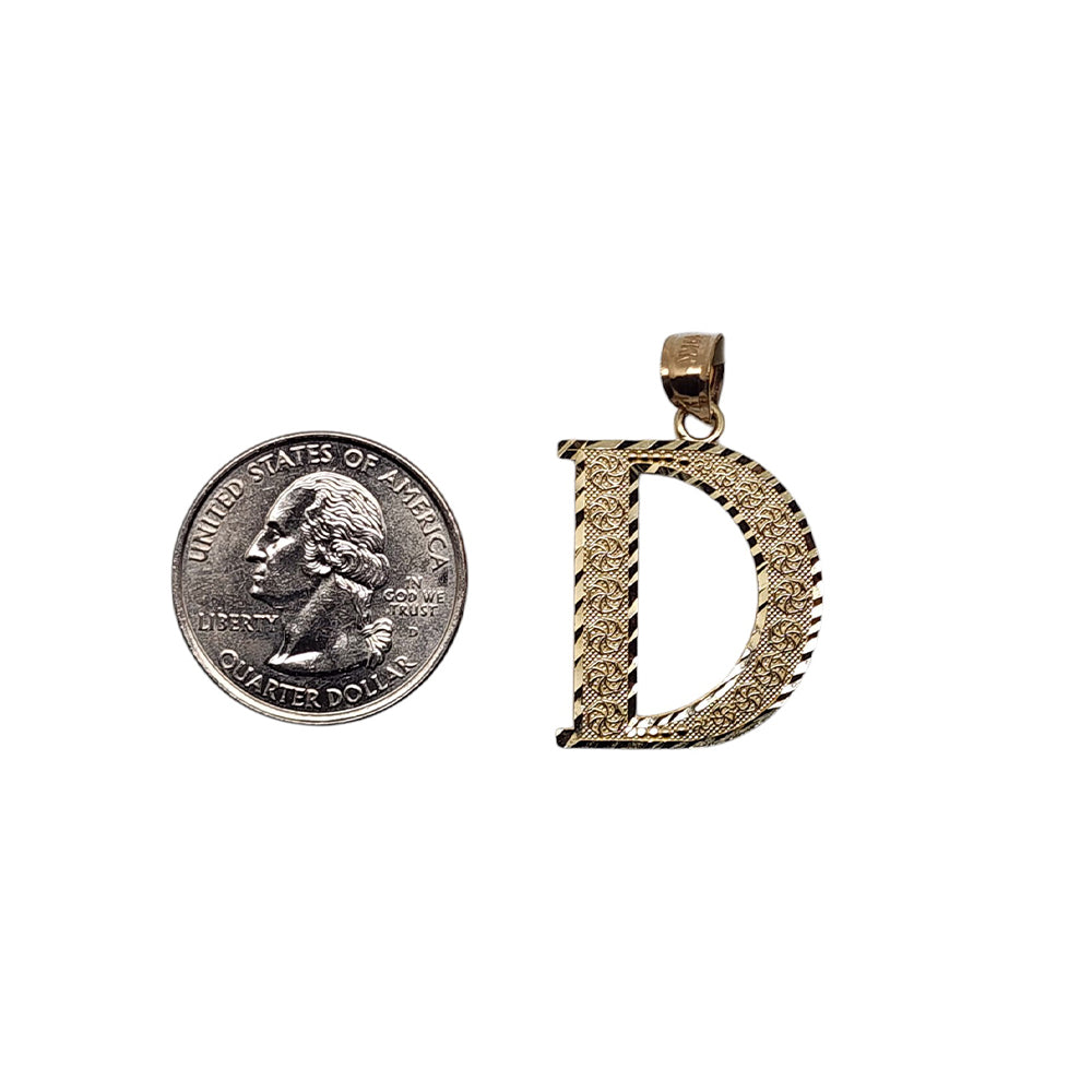 10K Yellow Gold D Letter Pendant Size 1