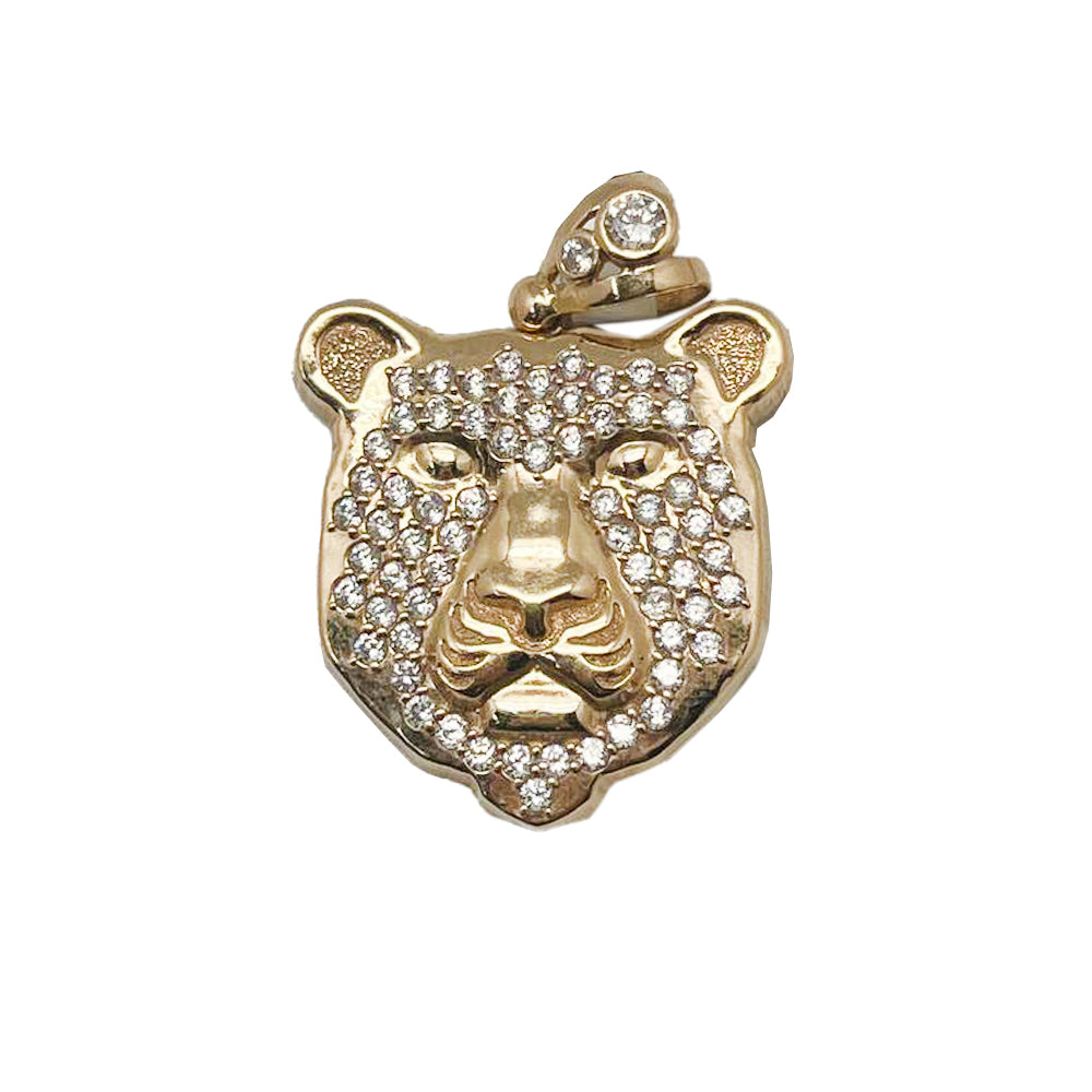 14K Yellow Gold Bear Face Pendant