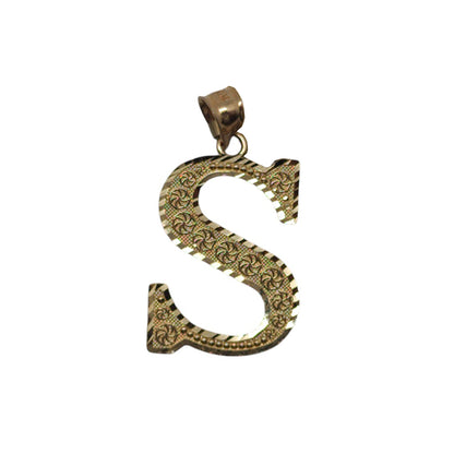 10K Yellow Gold S Letter Pendant Size 1