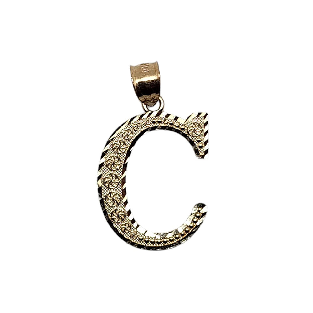 10K Yellow Gold C Letter Pendant Size 1