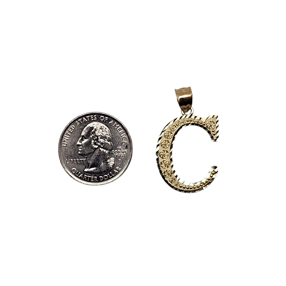10K Yellow Gold C Letter Pendant Size 1
