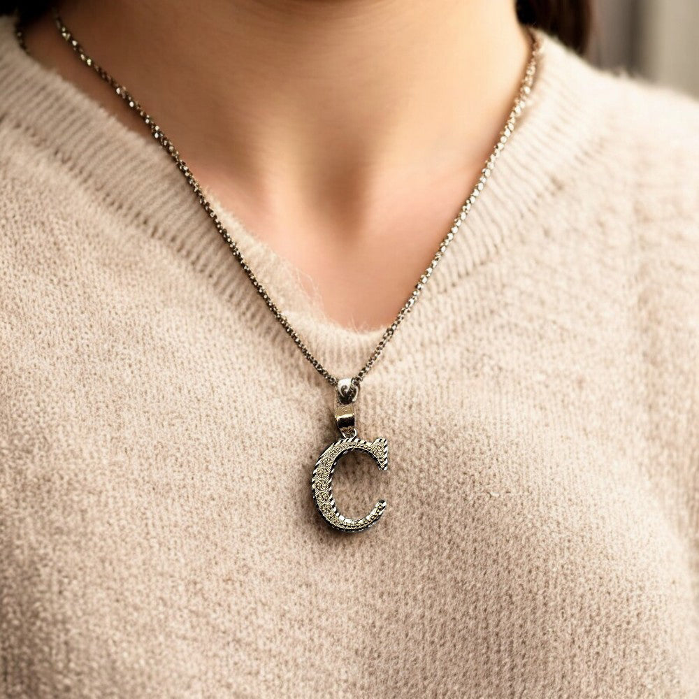 10K Yellow Gold C Letter Pendant Size 1