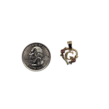 10K Yellow Gold Heart With Letter G Pendant