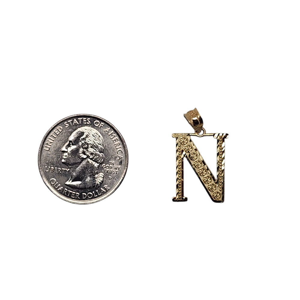 10K Yellow Gold N Letter Pendant Size 0.5