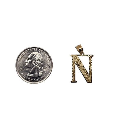 10K Yellow Gold N Letter Pendant Size 0.5