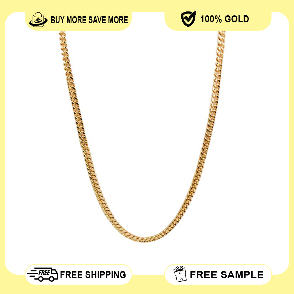 10K Yellow Gold Monaco Classic Link With Stone Lock Chain Necklace 16'' x 6.5mm
