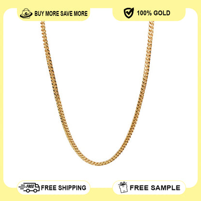 10K Yellow Gold Monaco Classic Link With Stone Lock Chain Necklace 16'' x 6.5mm