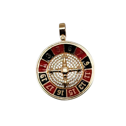 14K Yellow Gold Casino Roulette Pendant