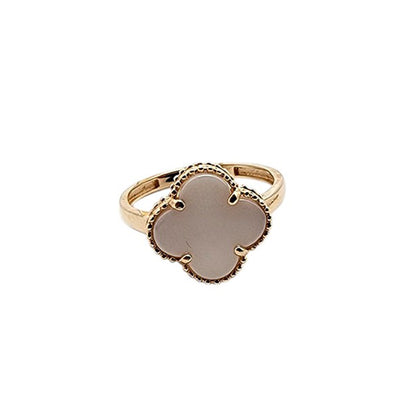 14K Yellow Gold Clover White Ring Size 7.5