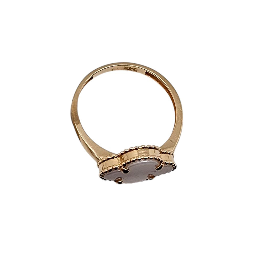 14K Yellow Gold Clover White Ring Size 7.5