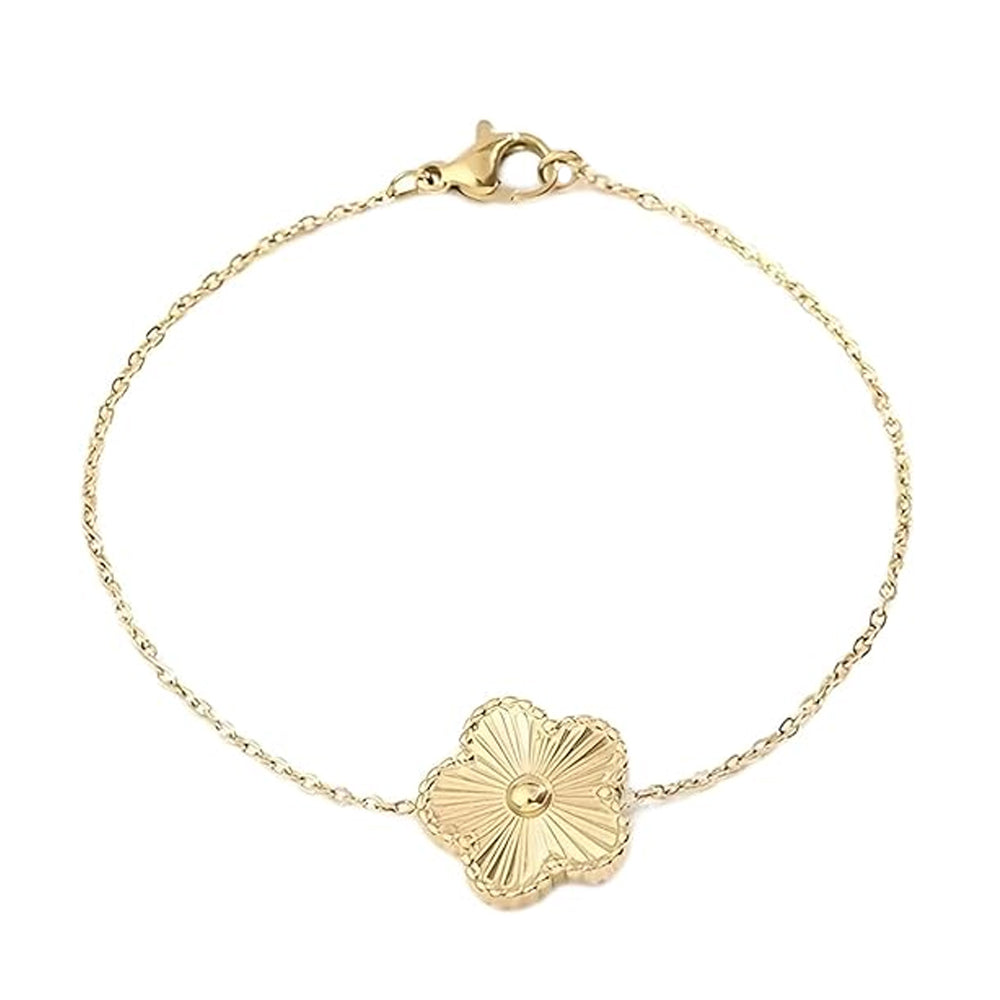 14K Yellow Gold Yellow Clover Bracelet 7'' x 1mm