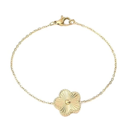 14K Yellow Gold Yellow Clover Bracelet 7'' x 1mm