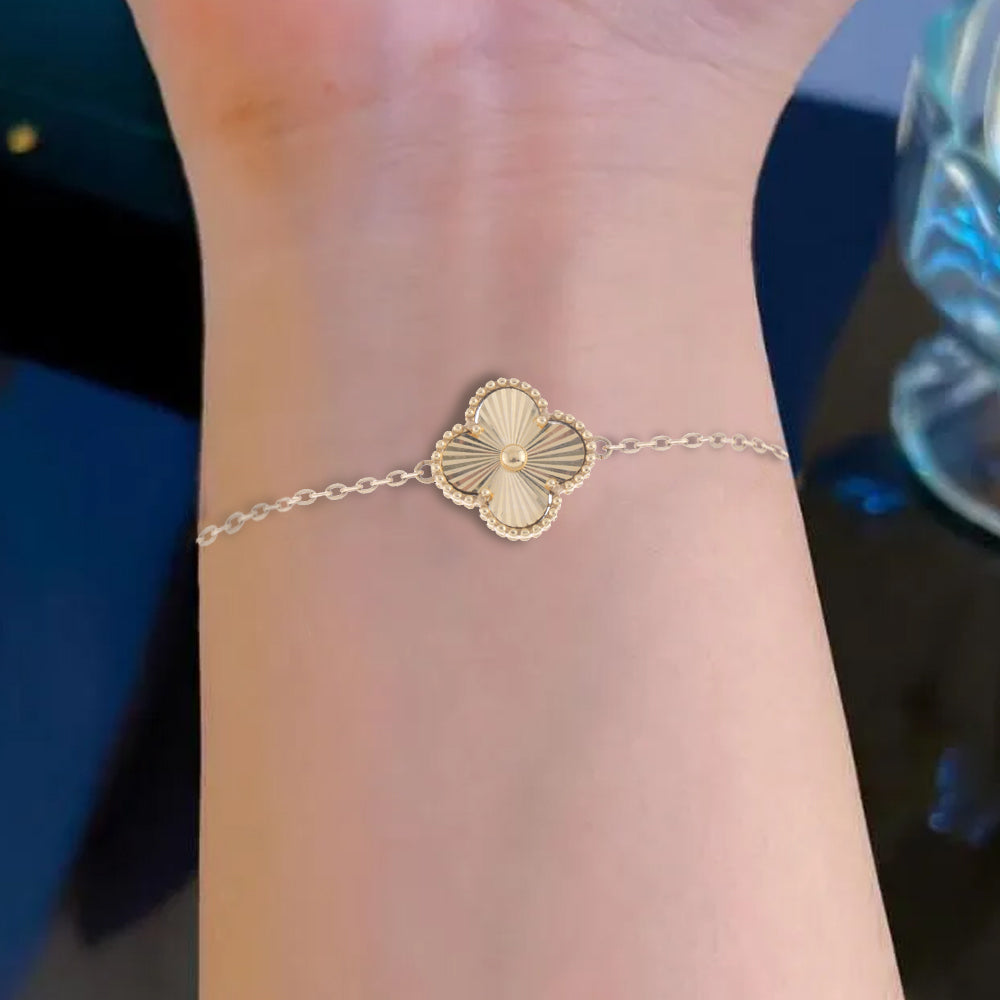 14K Yellow Gold Yellow Clover Bracelet 7'' x 1mm