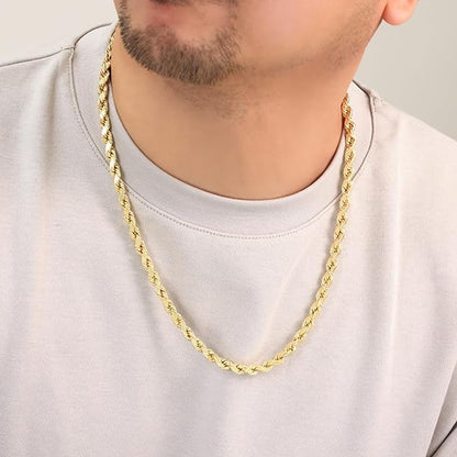 10K Yellow Gold Hollow Rope Chain Necklace 24'' x 4.5mm