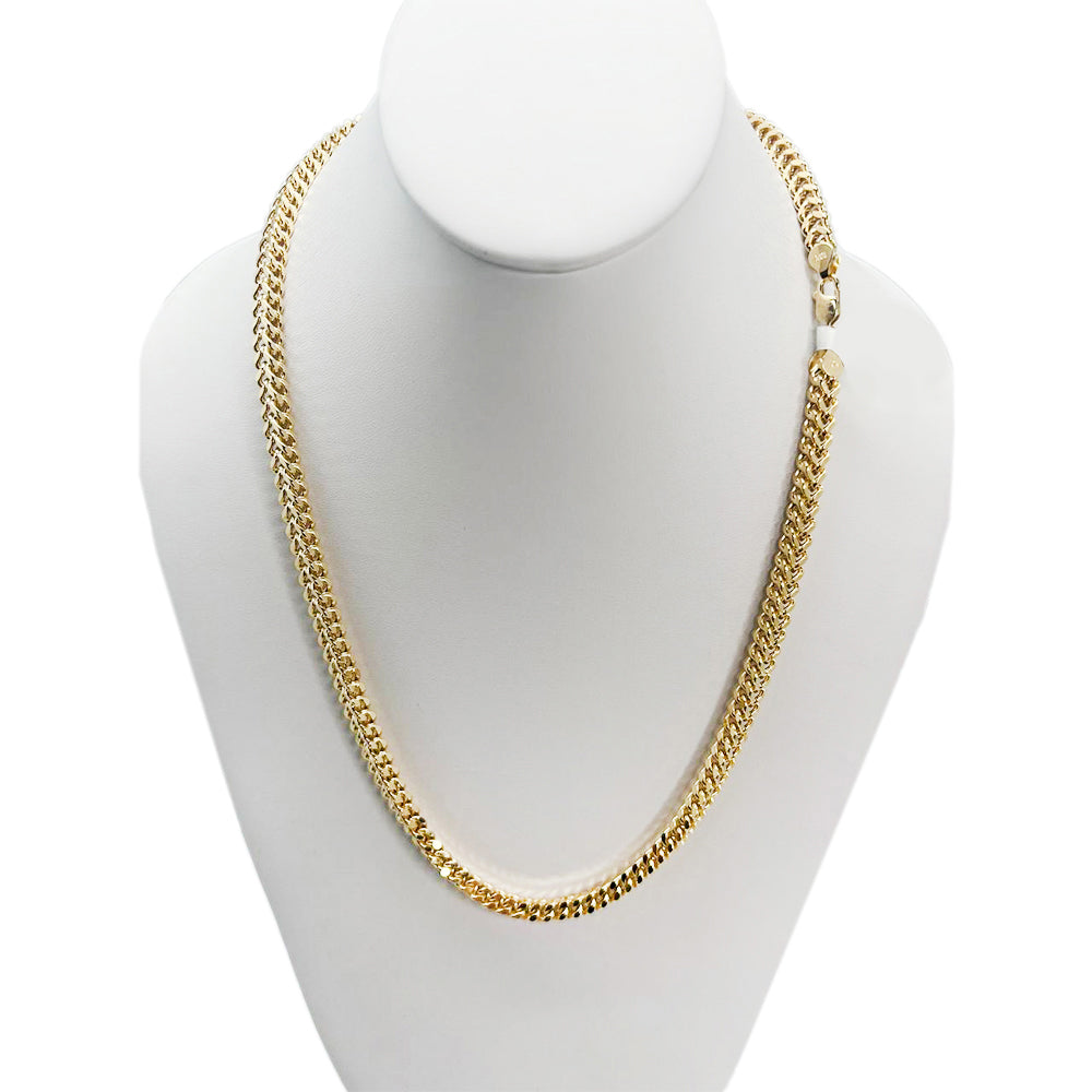 10K Yellow Gold Franco Hollow Chain Necklace 18'' x 2.5mm