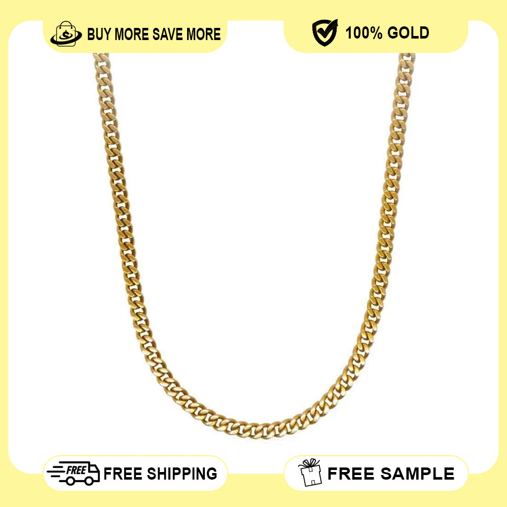 10K Yellow Gold Monaco Classic Link With Stone Lock Chain Necklace 16'' x 6.5mm