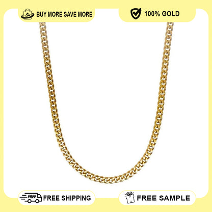 10K Yellow Gold Monaco Classic Link With Stone Lock Chain Necklace 16'' x 6.5mm