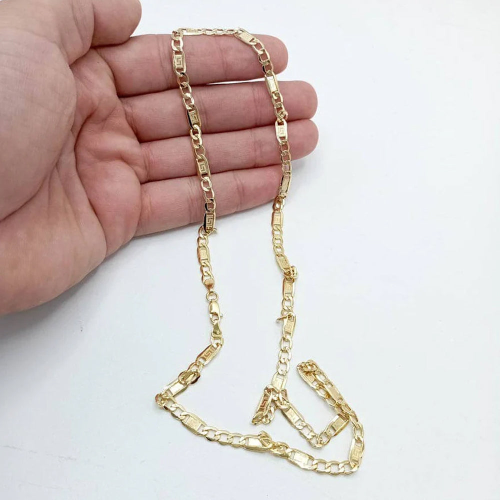 10K Yellow Gold Figaro Generic Hollow Chain Necklace 20'' x 5.5mm