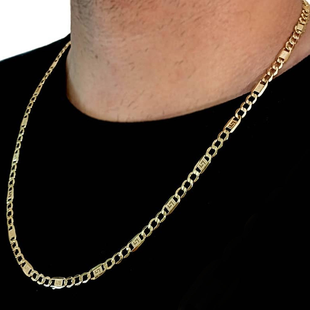 10K Yellow Gold Figaro Generic Hollow Chain Necklace 20'' x 5.5mm