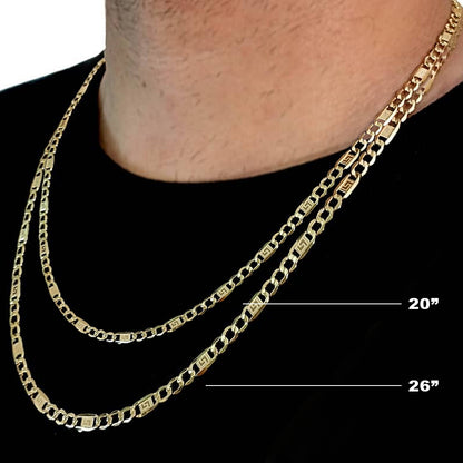 10K Yellow Gold Figaro Generic Hollow Chain Necklace 20'' x 5.5mm
