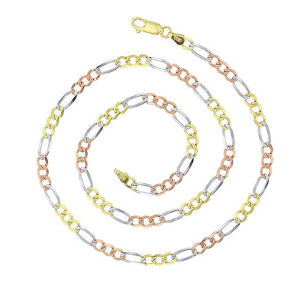 14K Yellow Gold Figaro Hollow Chain 18'' x 4mm