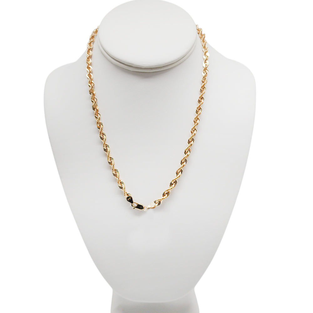 10K Yellow Gold Rope Hollow Super Light Chain 18'' x 5.5mm