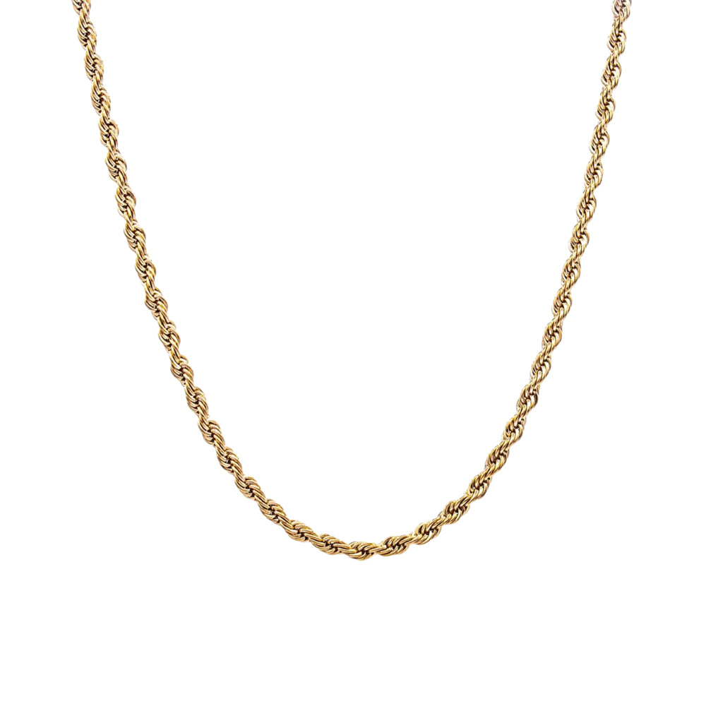 14K Yellow Gold Rope Hollow Super Light Chain 18'' x 2.5mm