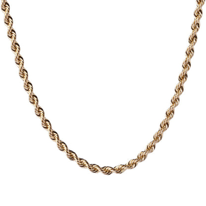 14K Yellow Gold Rope Hollow Ultra Light Chain 18'' x 4mm, 9.17g