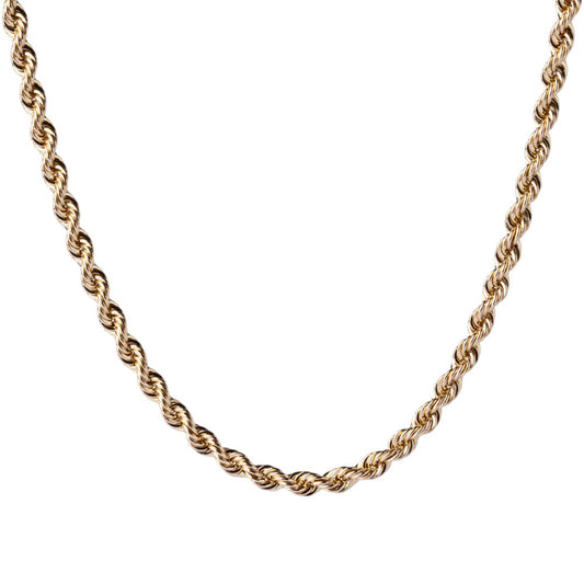 14K Yellow Gold Rope Hollow Ultra Light Chain 18'' x 4mm, 9.17g