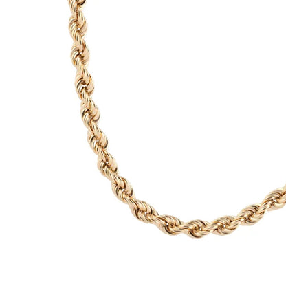 14K Yellow Gold Rope Hollow Ultra Light Chain 18'' x 4mm, 9.17g