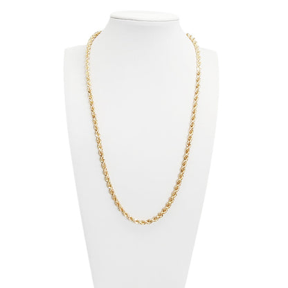 14K Yellow Gold Rope Hollow Ultra Light Chain 18'' x 4mm, 9.17g