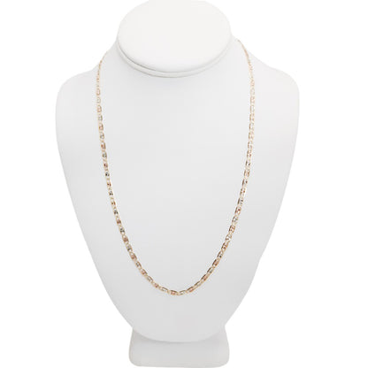 14K Yellow Gold Chain Necklace Valentino Tri Color 22'' x 3.6mm