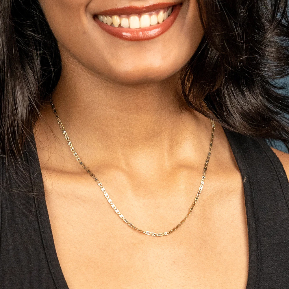 14K Yellow Gold Chain Necklace Valentino Tri Color 22'' x 3.6mm