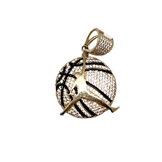 14K Yellow Gold Basketball Inspired Pendant