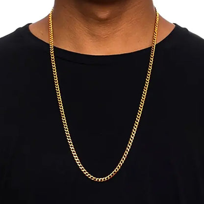 10K Yellow Gold Cuban Link Hollow Chain Necklace 24'' x 3.5mm, 5.7g