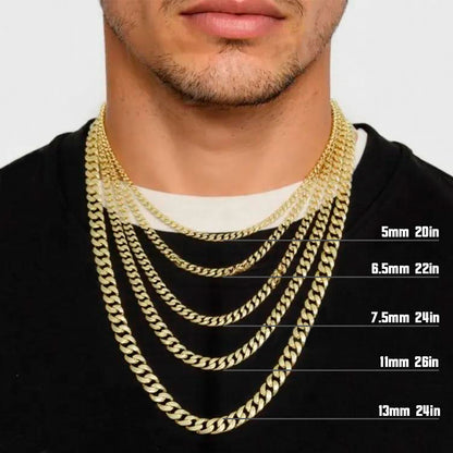 10K Yellow Gold Monaco Classic Link With Stone Lock Chain Necklace 16'' x 6.5mm
