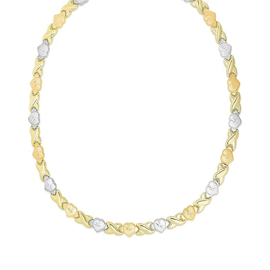 10K Yellow Gold XOX Link Chain Necklace 18'' x5.5mm