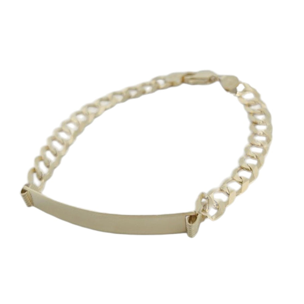 14K Gold Solid Curved Name ID Bracelet 8.5x7mm 11.4g