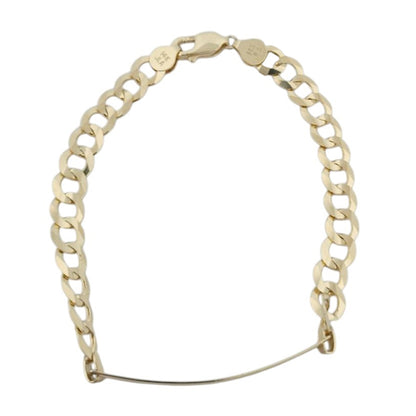 14K Gold Solid Curved Name ID Bracelet 8.5x7mm 11.4g