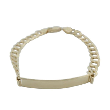14K Gold Solid Curved Name ID Bracelet 8.5x7mm 11.4g